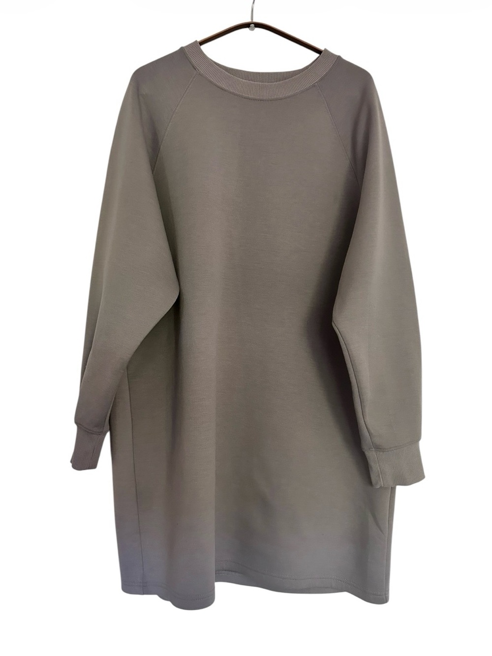 Oversized Crewneck Sweatshirt Dress — Taupe